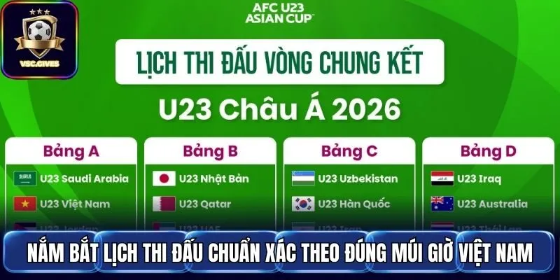 Nắm bắt lịch thi đấu chuẩn xác theo đúng múi giờ Việt Nam